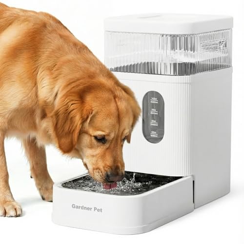 Gardner Pet 2.2 Gallon Automatic Dog Water Bowl Dispenser 8.5L Gravity Water Feeder with Stainless Steel Bowl & Maifan Stone Filter, BPA-Free for for Cats and Dogs (White, 2.2 Gallon) - color: White, size: 2.2 Gallon