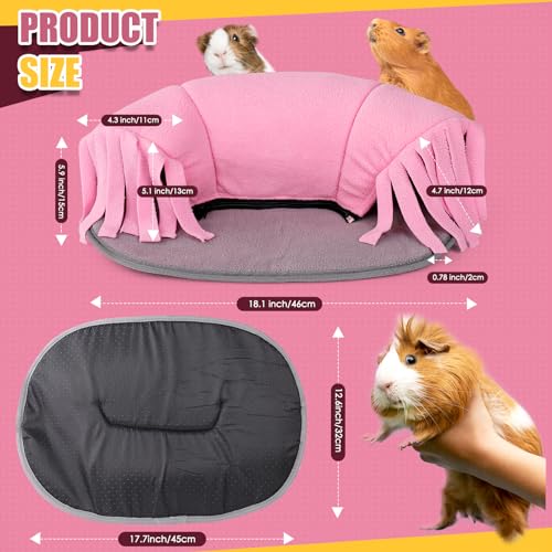 Guinea Pig Tunnel, 2-Way Tunnel for Guinea Pig, Hamster and Other Small Pets, Zip Design for Use and Storage, Pure Pink and Grey - color: Pink and Grey