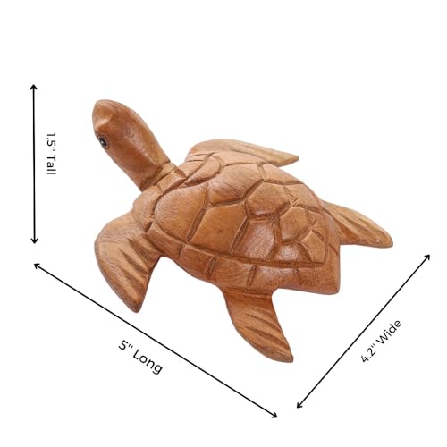 Hand Carved Wooden Sea Turtle Figurine, Handmade Sea Turtle Statue, Coastal Beach House Decor, Wooden Marine Animal Sculpture, Gift for Turtle Lovers (Natural Color Sea Turtle) - color: Natural Color Sea Turtle