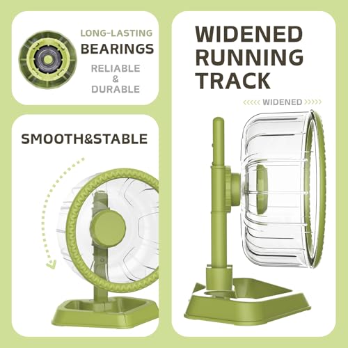 Hamster Wheel, Quiet Spinner Hamster Running Exercise Wheel with Adjustable Stand for Small Animals Syrian Dwarf Gerbils Mice (Green, Medium(7.6 inch)) - size: Medium(7.6 inch)