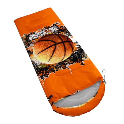 QOOMO Camping Sleeping Bags,3 Season Warm & Cool Weather,Lightweight,Waterproof Sleeping Bags for Adults & Kids,Traveling,and Outdoors,Camping Gear Equipment - color: basketball