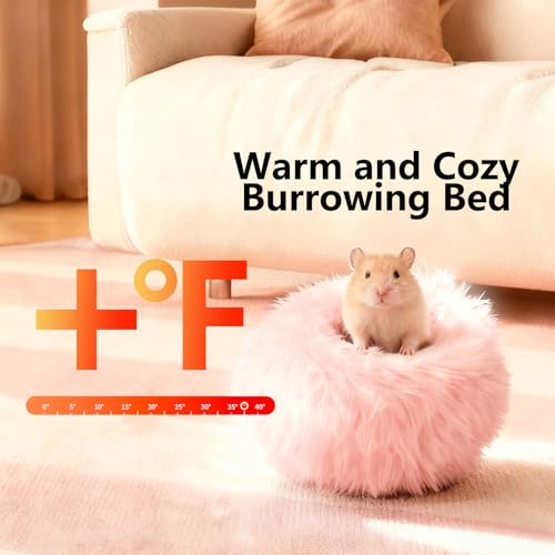 2-Pack Guinea Pig Carrier and Burrowing Bed, Portable Small Animal Cage with Clear Window, Plush and Fluffy Hideaway Pet Bed for Piggies, Hamster - color: Pink