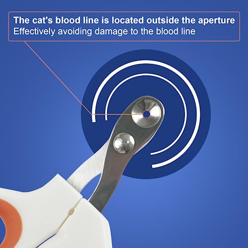 Cat Nail Clippers with Circular Cut Hole -Avoid Over Cutting Pet Nail Clippers -Sharp Angled Blade Professional Paw Trimmer Set for Novice Pet Families (Orange) - color: Orange