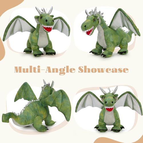 Giant Dragon Stuffed Animal, 24 Inch Fantasy Plush Toy, Green | Silver Wings & Horns; Soft Cuddly Body for Hugs & Fantasy Play; Birthday & Christmas Gift for Kids & Dragon Lovers - style: Giant Dragon