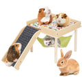 Guinea Pig Hammock with Ramp, Wooden Guinea Pig Hideout Toys with Platform, Guinea Accessories Castle with Soft Mat & Stairs for Cage Small Animals Hamsters Chinchilla Hedgehog Rat Ferret Bunny