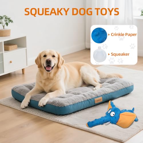 2 Pack Zesty Squeaky Dog Toys with Crinkle Paper & Squeaker - Plush Feel Stuffing-Free Chew Toys for Gentle Small and Medium Dogs, Puppy Teething Toys for Boredom Relief & Dental Care