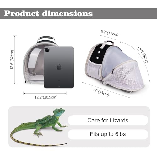WEVONIGU Expandable Small Animal Backpack Carrier with Clear Bubble Window Large Space Travel Cage for Hedgehog Rat Parrot,Bearded Dragon,Sugar Glider,Airline Approved (Black, BE Backpack) - color: Black, size: BE Backpack