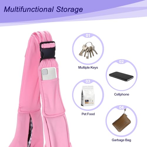 Dog and Cat Sling Carrier Up to 16.5 Lbs, Hand-Free Reversible Pet Sling Carrier with Adjustable Strap and Pocket, (Pink, 1 Pcs) Intended for Hiking/Camping/Traveling - color: Pink