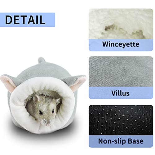 WishLotus Hamster Bed, Soft and Warm Mini House, Non-Slip Sleeping Nest for Dwarf Hamsters, Mini Hedgehogs and Small Pets (Grey) - color: grey