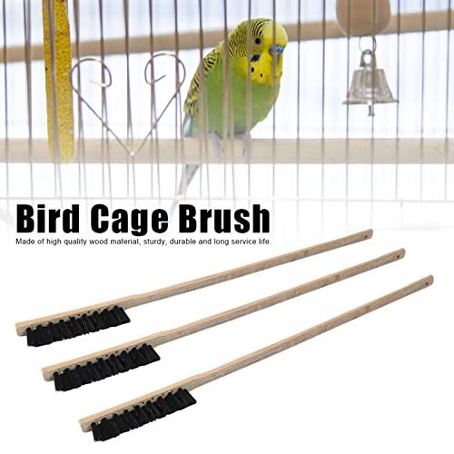3pcs Bird Cage Cleaner Brush Wooden Long Handle Birdcage Brush | Bird Cage Brushs Suitable for Routine Maintenance of Various Sized Cage Bodies