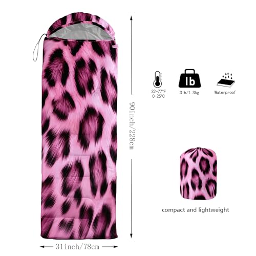 QOOMO Camping Sleeping Bags,3 Season Warm & Cool Weather,Lightweight,Waterproof Sleeping Bags for Adults & Kids,Traveling,and Outdoors,Camping Gear Equipment - color: Leopard Print 24