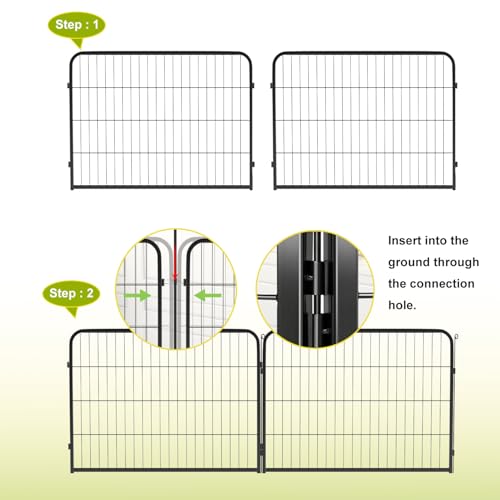 BestPet Dog Playpen 24 Inch 8 Panels Heavy Duty Metal Pet Exercise Pen Indoor Outdoor Without Door Fence Panels Anti-Skid Expandable Design - style: 8 panels-without door