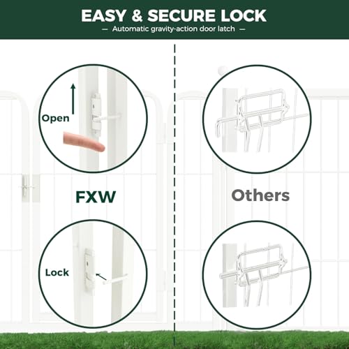 FXW Rollick Dog Playpen, Indoor, Yard & RV Camping, 24" H, 16 Panels | Easy setup, Heavy-duty, DIY layouts, Walk-through gate, for Puppies & Small Dogs, Patented - color: White, size: 24"H