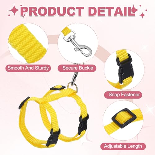 Rabbit Harness and Leash, Escape Proof Bunny Cat Leash Small Animal Harness Soft Adjustable Buckle(2Pcs, Yellow) for Bunny Kitten Cats Puppies Walking Hiking Training - color: Yellow