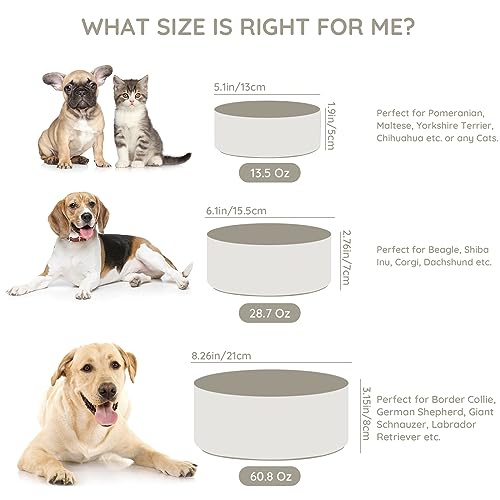 SPUNKYJUNKY 13.5OZ Ceramic Dog and Cat Bowl, Modern Cute Weighted Food Water Bowl for Replacement Grey (1 Pack) - color: Grey, size: 1.7 CUPS