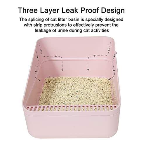 Sfozstra High Sided Cat Litter Box: Open Top Anti Tracking Design | Easy Cleaning / Comfortable Entry / For Cats Under 13 lbs / Apartment Friendly / Everyday Litter Care