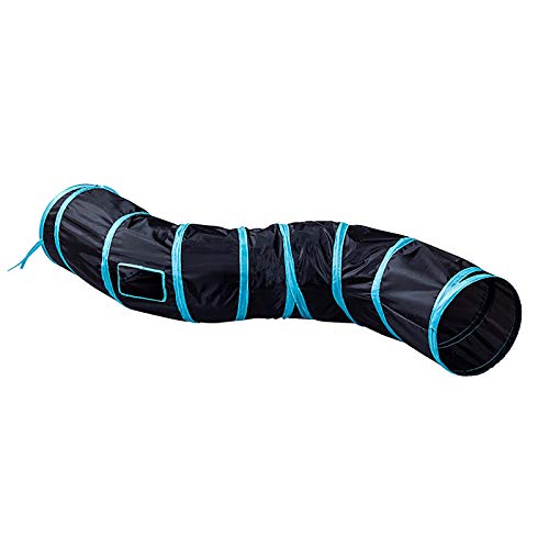 iCAGY Cat Tunnel Toys for Indoor Cats Kittens Rabbits, Pet Toy Play Tunnels | Interactive Crinkle Pop Up Tunnel Toys, Relieve Cat Boredom, Black 47" Shape S - color: Black