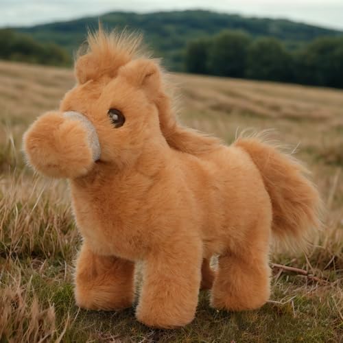 Easfan Walking Pony Toy Plush Interactive Pony with Sound Tail Wagging Stuffed Animal Christmas Birthday Gifts for Kids Toddlers - style: Horse_Brown