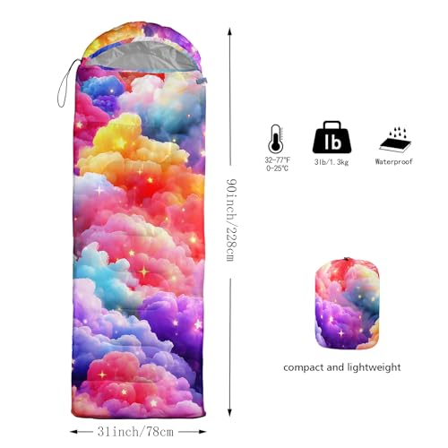 QOOMO Camping Sleeping Bags,3 Season Warm & Cool Weather,Lightweight,Waterproof Sleeping Bags for Adults & Kids,Traveling,and Outdoors,Camping Gear Equipment - color: Clouds 26
