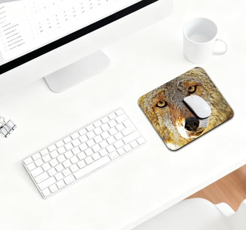 9.5x7.9 Inch Office/Gaming Mouse Pad, Cool Yellow Brown Hairy Wolf Head with Bright Eyes Cute Anti-Slip Mat for Desk - color: Colorful Pattern Art10