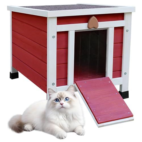 Rockever Outdoor Cat House, Rabbit Hutch Outdoor Indoor Bunny Cage | Waterproof Cat Houses For Outdoor Cats, Wooden Small Pet House And Habitats, Openable Roof