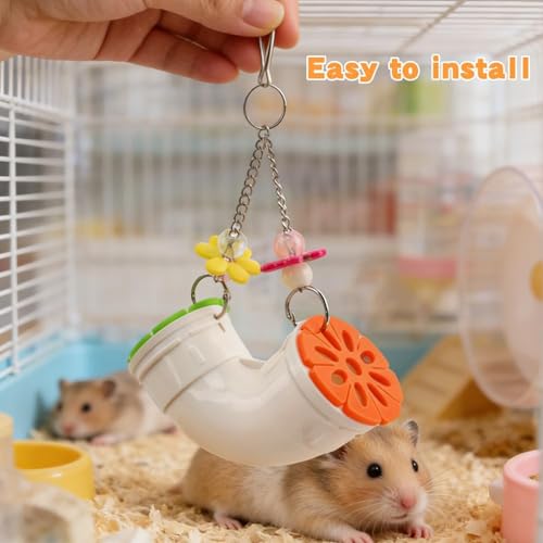 Rat Enrichment Toy, Mouse Interactive Foraging Toys for Various Treats | Slow Feeder Hanging Fancy Mice Cage Accessories Tube Treat Dispenser Rodent Puzzle Toys for Rats Guinea Pig Parakeet