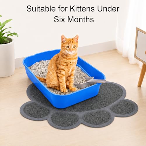 Kitten Litter Box Starter Kit with Mat, All-in-One Starter Kit for Kittens & Small Cats, Anti-Tracking Litter Mat, Easy Clean, Includes Scoop & Toys, Compact Size (GreyScoop) - color: GreyScoop