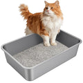 X-Large High Sided Stainless Steel Cat Litter Box | Sturdy Metal, Odor-free, Cat Litter Non-stick and Easy to clean, Perfect for Indoor Cats, Kittens and Multi-cat Households - size: 23.62"L x 15.75"W x 5.91"H