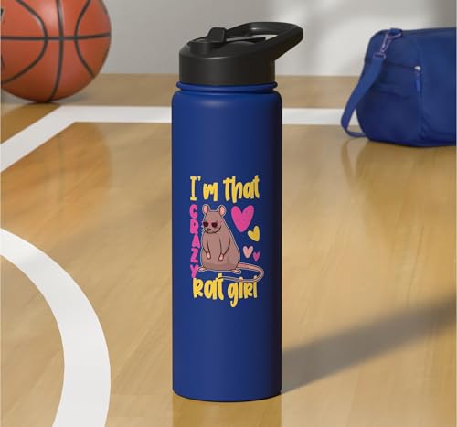Funny Rat Design for Girls and Women Stainless Steel Insulated Water Bottle - color: Royal Blue