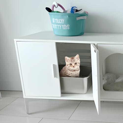 Stainless Steel Litter Box, Metal Litter Box High Sided 18"x14"x6" | Cat Litter Box Easy to Clean, Non-Stick Litterbox for Cats or Kittens, No-Smell Pet Supplies Toilet Tray - size: 1 Pack-Medium (17.7"×13.7"×6")