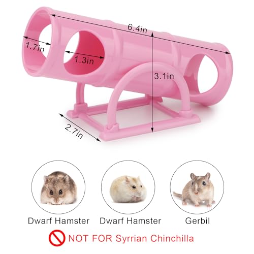 Hypeety Hamster Plastic Seesaw Tunnel Toy Mouse Hollow Tunnel Tube Toy | 2-in-1 tunnel and seesaw, funny exercise gym playground for dwarf hamsters/gerbils/mice/small pets, promotes exercise, pink - color: Pink
