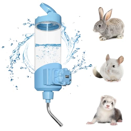 Vannon Top Fill Small Animal Water Dispenser for Cage, 23oz Auto Feeding Crate Water Bottle for Rabbit, Chinchilla, Ferret, Guinea Pig, Squirrel, Hedgehog, Pet Nozzle Diameter: 10mm, BPA Free, Blue