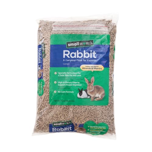 Small World Rabbit Food, Complete Pelleted Feed, High Fiber Food, 10 lb | Bunny Food, Rabbit Pellets, High Fiber Diet, Digestive Support, Essential Vitamins & Minerals, Daily Nutrition, Rabbit Food - size: 10 Pound (Pack of 1)