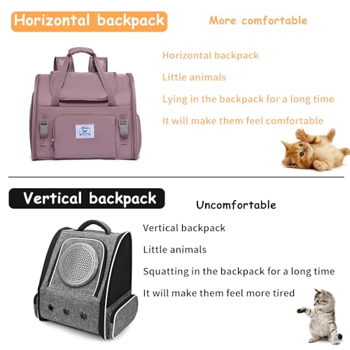 Pet Backpack Carrier for Small Dogs Medium Cats, Puppies,Breathable and Collapsible Design, Portable Travel Bag for Bearded Dragon,Rabbit Cage (Purple, Small) - color: purple, size: Small