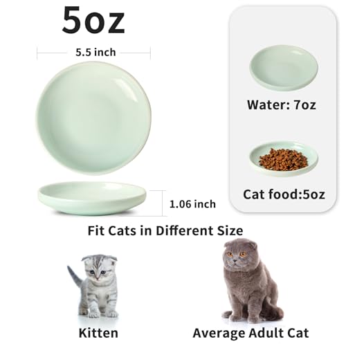 3 PCS Ceramic Cat Bowls, 5.5 in Pet Bowl Cat Dishes for Food and Water, Small Dog Dish(Blue) - color: blue