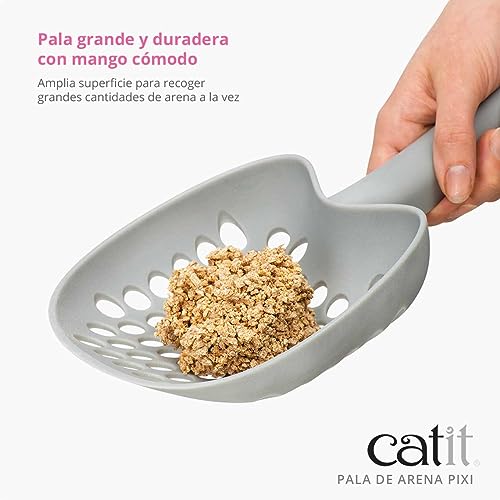 Catit PIXI Cat Litter Scoop, Grey | Ergonomic Cat Litter Scooper with Efficient Sifting Design, Durable & Easy to Clean