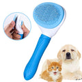 Aogeili Self Cleaning Slicker Brush, Skin Friendly Deshedding Grooming Tool for Dogs, Cats & Bunny, One-Click Release Removes Loose Undercoat, Mats & Tangles, for Long & Short Hair Shedding Pets - color: Blue
