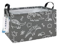 Rectangular Fabric Storage Bin, Foldable Line Dinosaur print Basket | Damp-proof canvas with reinforced stitched handles.Great for clothes,books and sundries in closets,playrooms,laundry rooms. - color: REC Gray Line Dinosaur