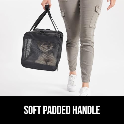 GORILLA GRIP Cat Carrier Travel Bag Up to 15 Lbs, Soft Collapsible Small Dog Carriers, Top and Side Entry Breathable Mesh, Grip Feet on Underside, Cozy Washable Waterproof Pad, Portable Kennel, Black - color: Black