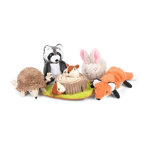 P.L.A.Y. Cute Plush Dog Toys - Forest Friends Critter Themed Durable Squeaker Crinkle Chew Toys, Great for Puppies & Small, Medium, Large Dogs - Machine Washable, Recycled Materials (5 Piece Set) - style: 5 Piece Set