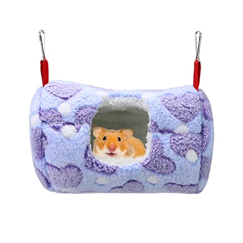 Litewoo Sugar Glider Sleeping Pouch Small Animal Hammock Bed Nest, Blue | 7.8x5.1in, soft flannel cotton, warm washable , cute speckled pattern, winter nest for hamster/rat/guinea pig/chinchilla - color: BLUE