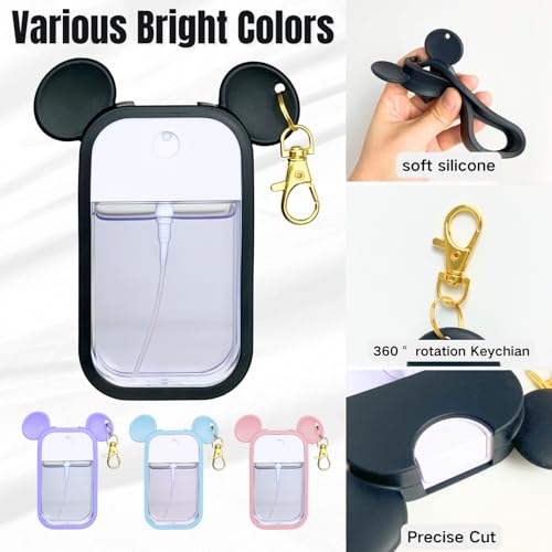 Mouse Design Silicone Case Compatible with Touchland Hand Sanitizer Spray 1 fl oz, Silicone Protective Case Holder with Keychain for Power Mist and Glow Mist, Black - color: Black