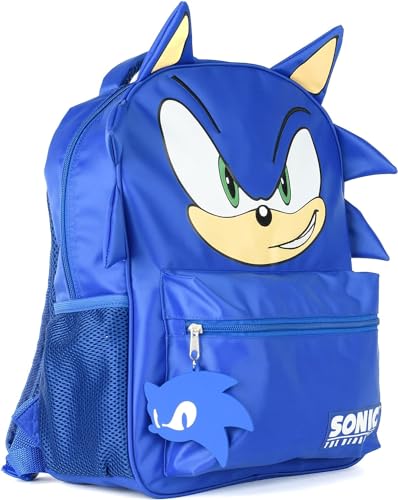 AI ACCESSORY INNOVATIONS Sonic Backpack for Boys & Girls, Bookbag with Adjustable Shoulder Straps & Padded Back,16 Inch Schoolbag with 3D Features, Blue - style: Blue Sonic