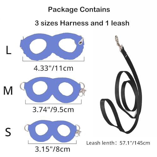 3 Pack Sugar Glider Harness and Leash Set Small Animal Training Walking Vest for Squirrel Hamster Rat Blue - color: Blue
