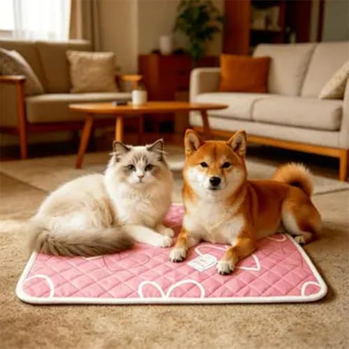 Cat Mat, Washable Pet Cushion Waterproof Dog Kennel Bed Pad (Pink,90*70CM) | Premium quilted cat mat with non-slip backing. Washable waterproof pet bed pad for dog kennels and indoor living room floors. - color: Pink, size: 70*50CM