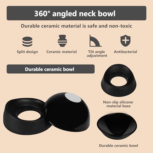 French Bulldog Food Bowl- Slanted Tilted Pug Food Water Bowl,Cat Bowl- Feeder for Frenchie/Shih Tzu/Flat Faced Small Dogs/Puppies/Cats (Black（Ceramic）, 2 Cup) - color: Black Bowl（Ceramic）, size: 2 Cup