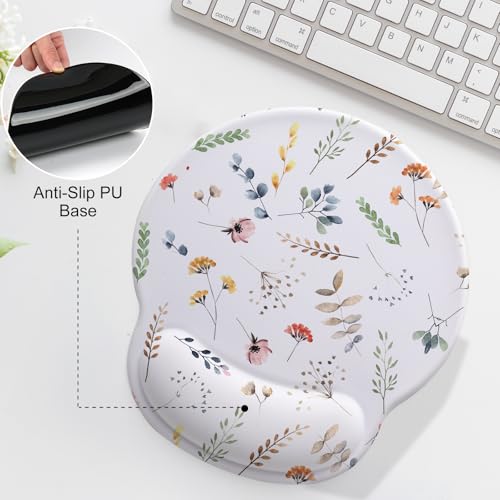 Flowers Mouse Pad with Gel Wrist Support, Smooth Surface Ergonomic Mouse pad, Non-Slip Pain Relief Desk Mat for Gaming, Work & Office Desktop 1 - color: Flowers 1