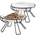 Presents The Ultimate Cat Dining Set: 5.9 inch Ceramic Water Bowl and Whisker-Friendly and Anti-Vomiting Plates.Elevated Bowl, Raised Ceramic Dish with Metal Stand - color: Food Bowl+Water Bowl