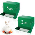 2 Pcs Rabbit Feeder for Cages Small Animal Food Pellet Dispenser with Lid Metal Chicken Grit Oyster Shell Squirrel Feeders Outside(7.7 Inches,Mesh Bottom,Green) - color: Green, size: 7.7 Inches, style: Mesh Bottom