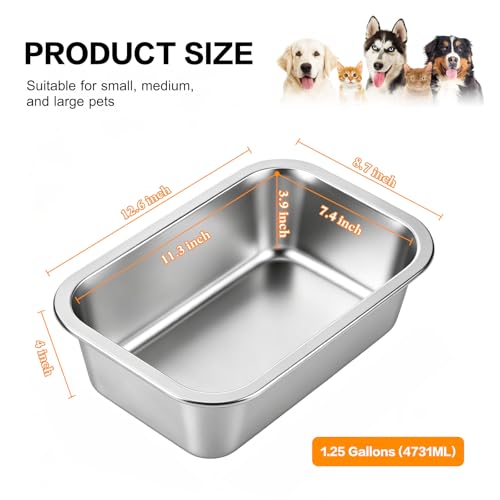 1.25 Gallons Stainless Steel Large Dog Water Bowl, Outdoor Dog Water Bowl, High Capacity Metal Dog Food Bowls, for Dog & Cat, Big, X- Large Pet - size: 1.25 gal-Silver